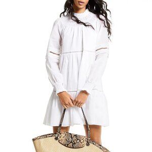 Michael Kors Smocked Cotton Lawn Tiered Dress